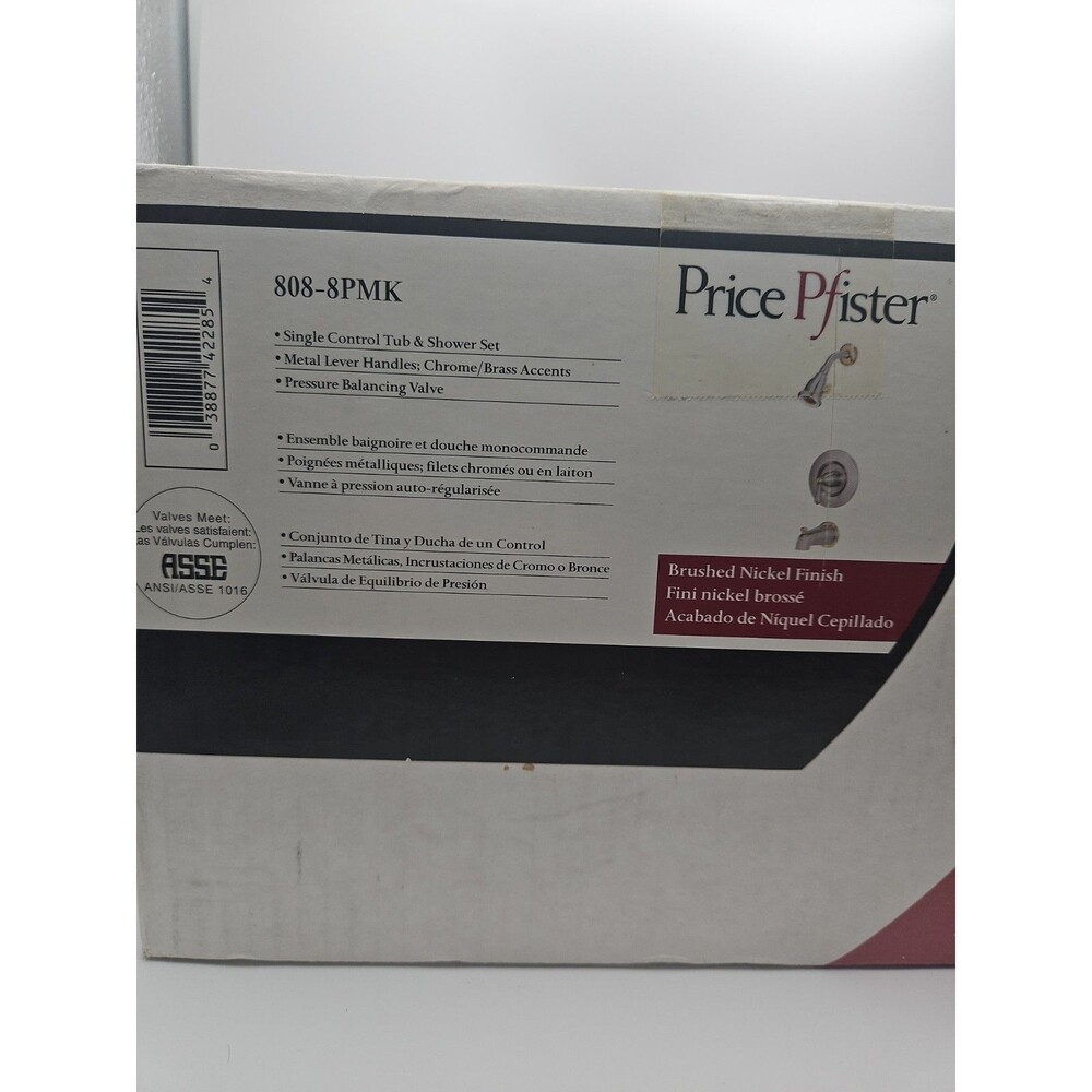 Price Pfister 808-8PMK Brushed Nickel Finish Single Handle Tub And Shower NOB‎